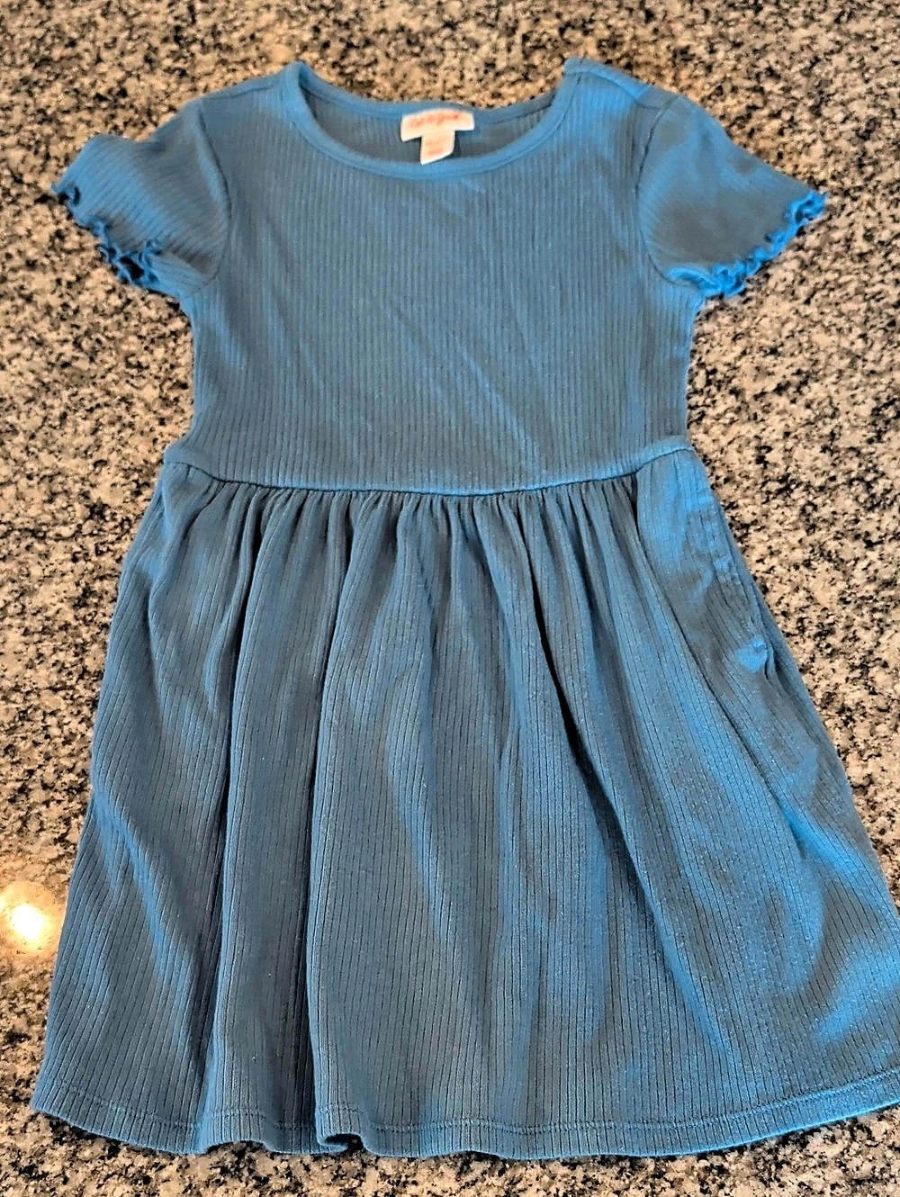 Cat & Jack Girls Short-Sleeve Ribbed Knit Dress Blue XS (4/5)